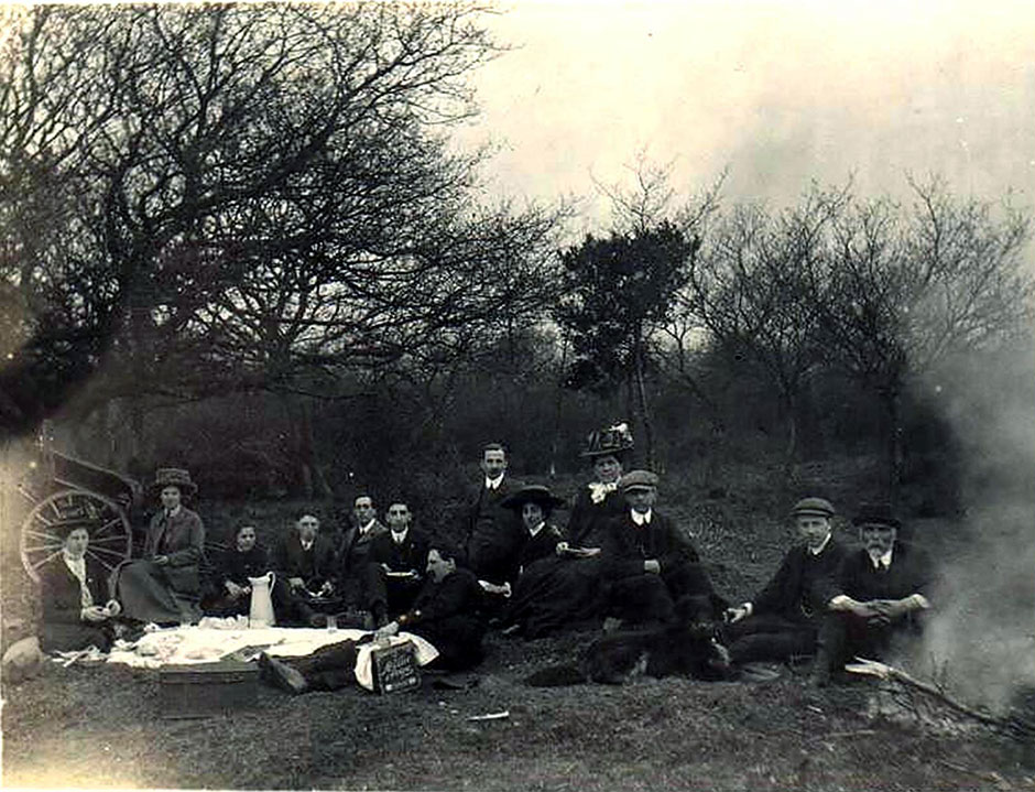 The picnic on Tidenham Chase about 1910