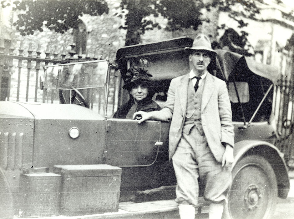Gower with his car and his mother inside