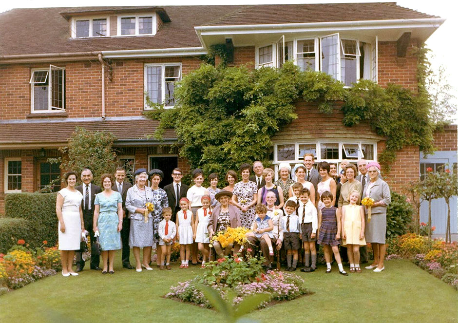The same wedding group in 1966 at the Golden Wedding in Devizes