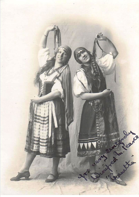 Rosalie (left) appearing in ‘The Gondoliers’ in Devizes, about 1927