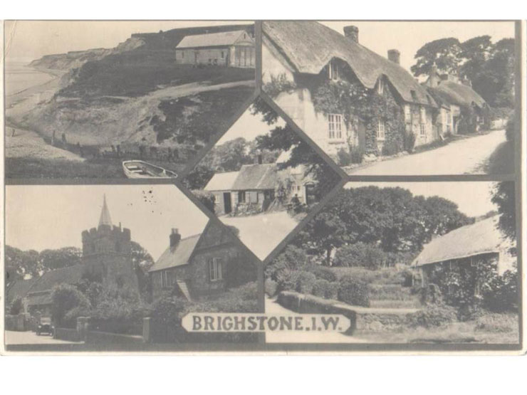 Brighstone - a postcard sent in 1937 showing scenes 