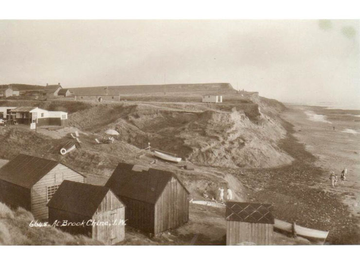 Brook Chine – the beach shown in a postcard perhaps from the 1930s 