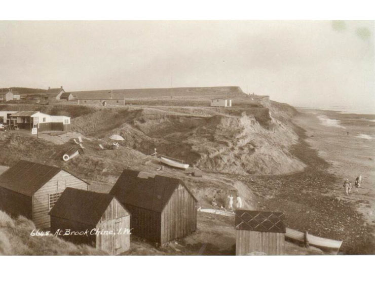 Brook Chine – the beach shown in a postcard perhaps from the 1930s 