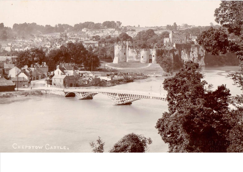 Chepstow Castle and bridge from the cliffs – a large postcard by Edmund Ballard taken perhaps 1900-10.