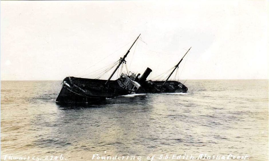 The foundering of the S. S. Edith, Alaska Coast (in 1915)