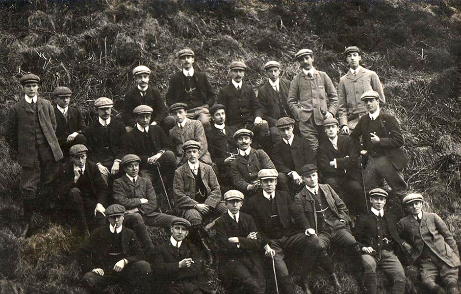 This photo shows the Excise Assistants who were based at Elgin in 1906-7.  Stewart Child is in in the centre of the back row with watch chains showing.
