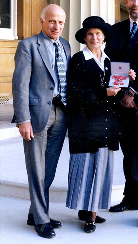 Richard with Helen when she received the MBE in 1997